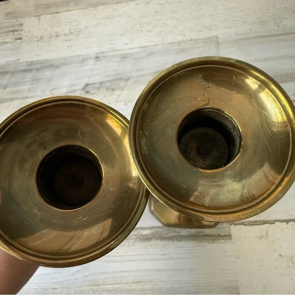 Vintage Brass Candlestick Holders Pair (Set of 2) Push-Up Feature